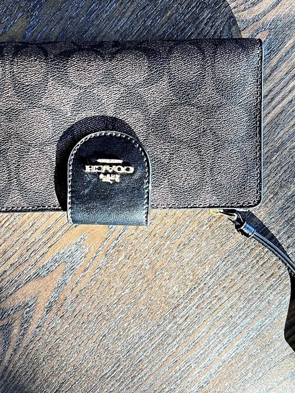 Coach Tech Phone Wallet In Colorblock Signature Canvas Brown & Black